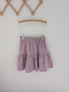 H&M Girls Tiered Corduroy Skirt Dusty Mauve Purple Size 6-8
